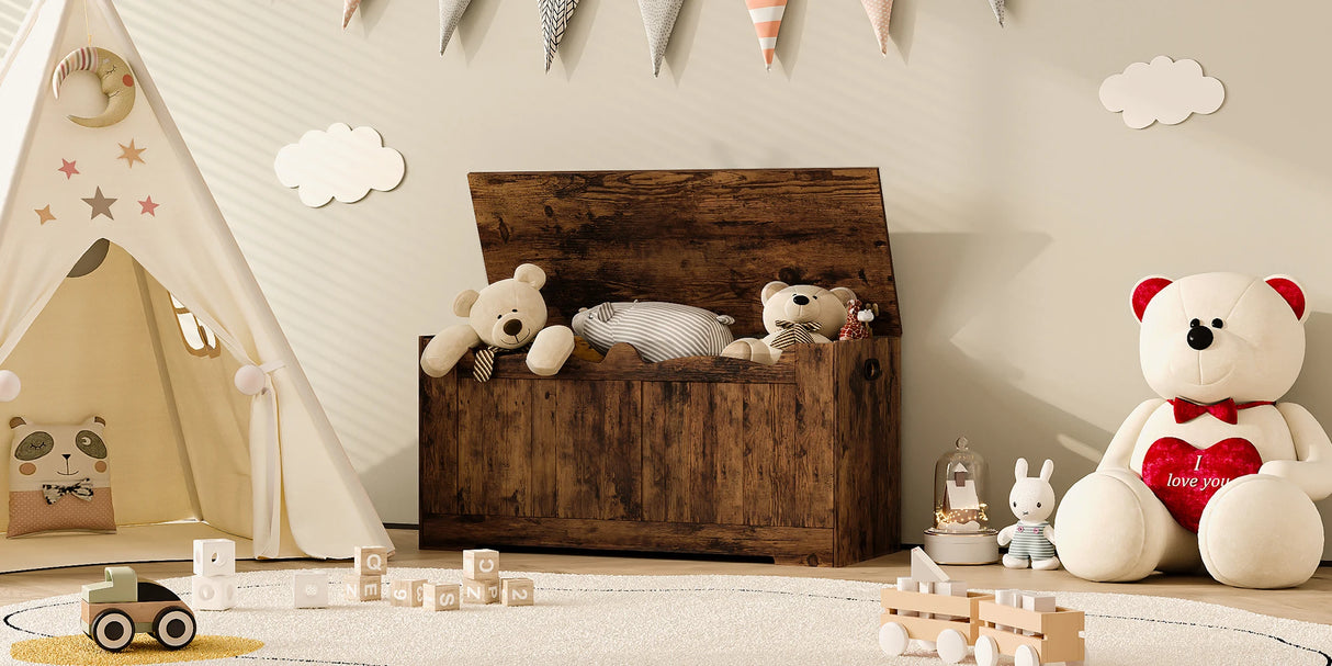 Banc de rangement en bois avec coffre