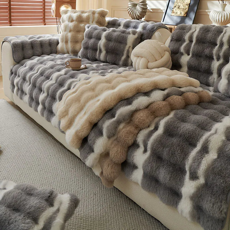 Protège Canapé Lapin Doux™ – Fausse Fourrure Épaisse Ultra Cocooning