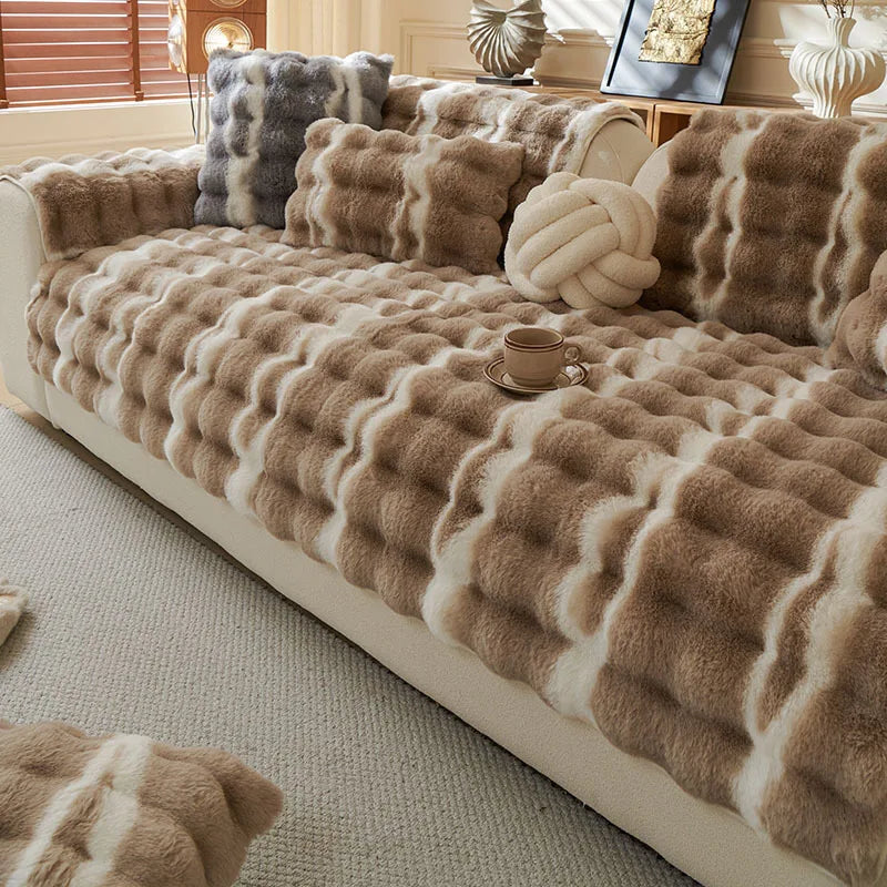 Protège Canapé Lapin Doux™ – Fausse Fourrure Épaisse Ultra Cocooning