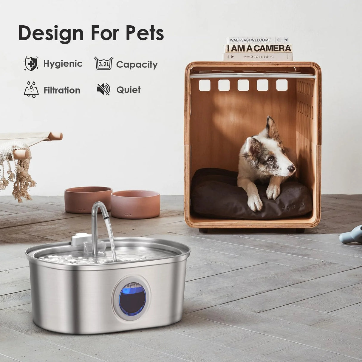 Fontaine à Eau Automatique pour Chat & Chien 3,2 L en Acier Inoxydable | Ultra Silencieuse avec Filtration