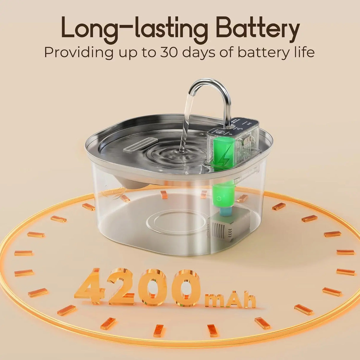 Fontaine à Eau pour Chat Sans Fil 3,2L en Inox – Rechargeable & Ultra Silencieuse