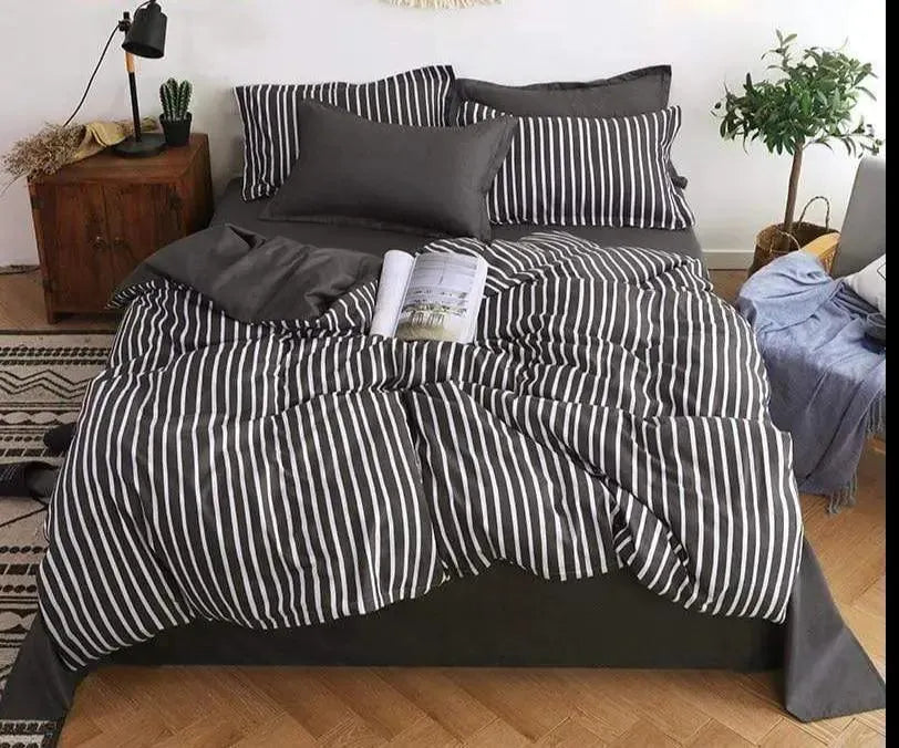 housse-de-couette-de-lit-bande-noir-polyester-coton – La Maison de la Housse