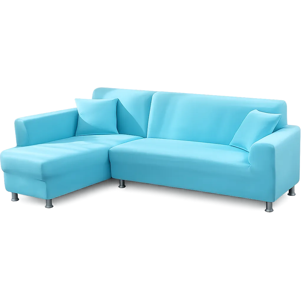 Bleu Cyan - Housse de Canapé d’Angle Extensible