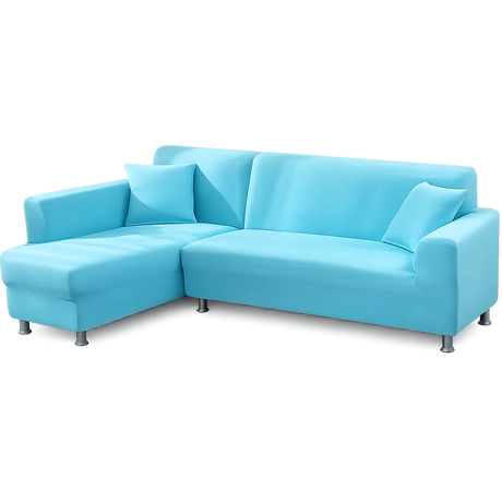Bleu Cyan - Housse de Canapé d’Angle Extensible