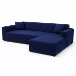 Housse de Canapé d’Angle Bleu Marine