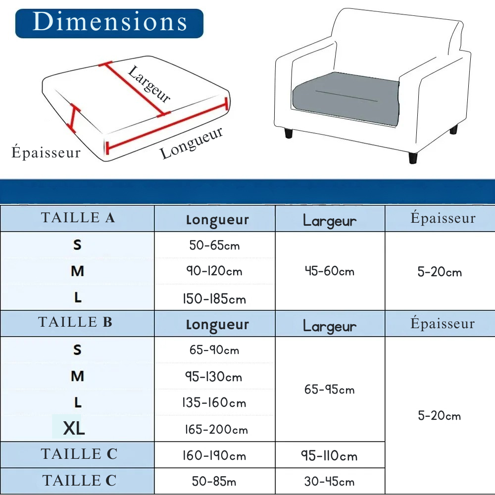 Housse de Coussin Classique Extensible | Salon de Jardin Extérieur & Intérieur
