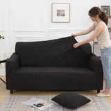 femme Housse De Canapé Extensible Noir