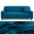 Microfibre Bleu Canard - Housse de Canapé Extensible