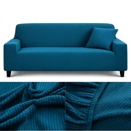 Microfibre Bleu Canard - Housse de Canapé Extensible