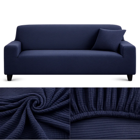 Microfibre Bleu Nuit - Housse de Canapé Extensible