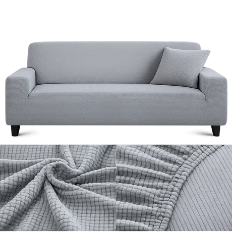 Microfibre Gris Clair - Housse de Canapé Extensible