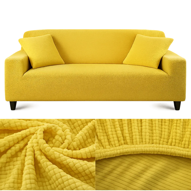Microfibre Jaune - Housse de Canapé Extensible