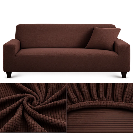 Microfibre Marron Café - Housse de Canapé Extensible