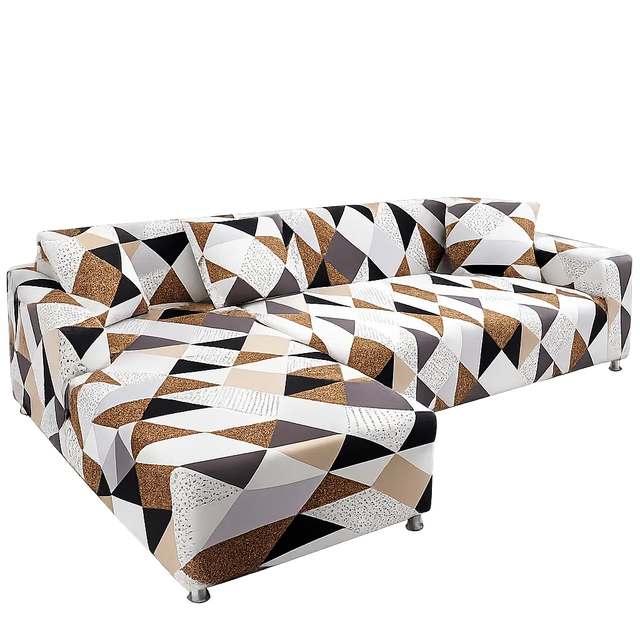Motif Graminées - Housse de Canapé d’Angle Extensible