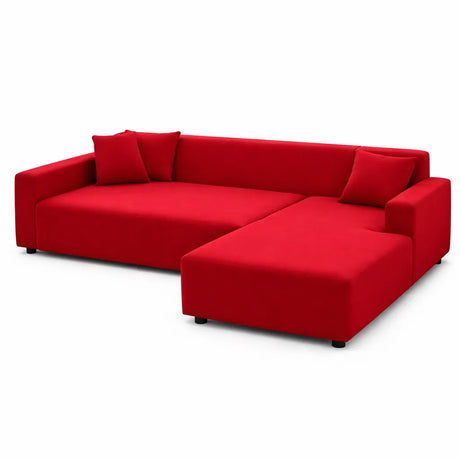 Rouge Clair - Housse de Canapé d’Angle Extensible