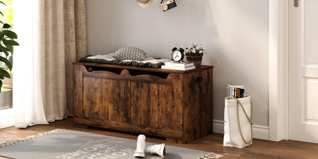 Banc de rangement en bois avec coffre