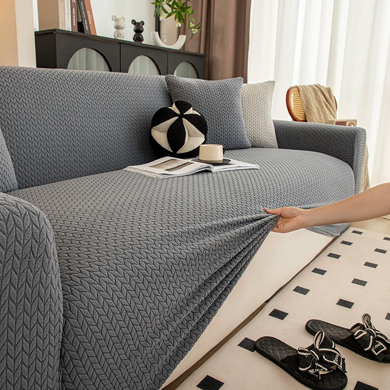 Housse de Canapé Extensible Jacquard Perle