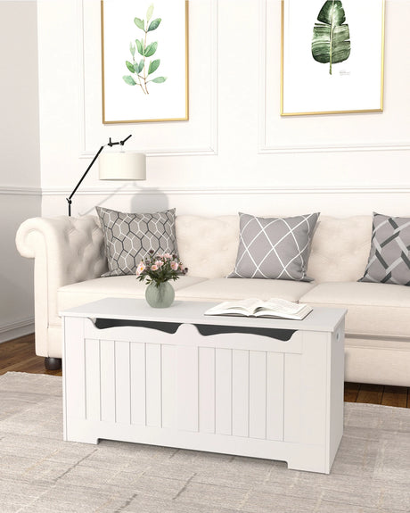 Banc de rangement en bois avec coffre