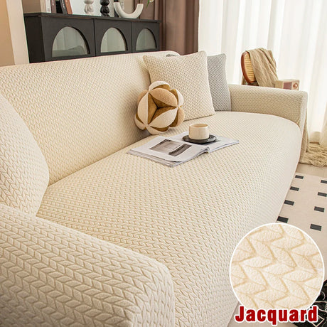Housse de Canapé Extensible Jacquard Perle
