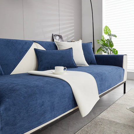 Housse protège canapé bleu