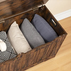 Banc de rangement en bois avec coffre