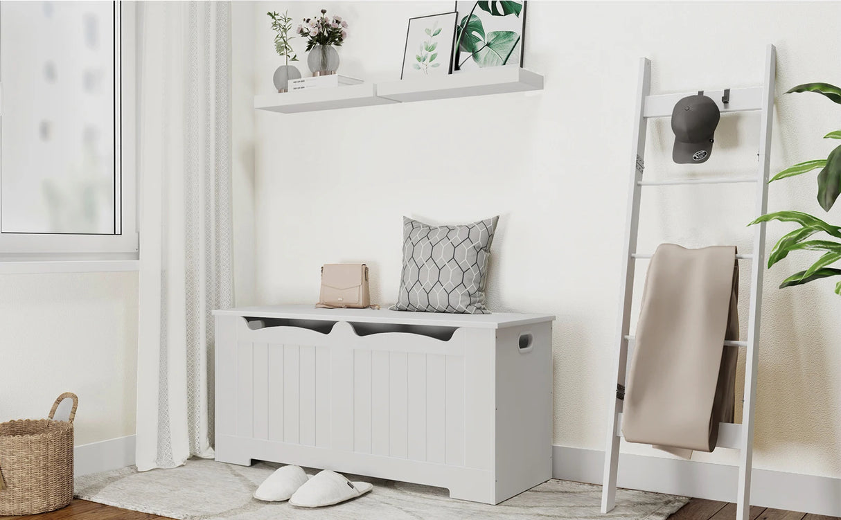 Banc de rangement en bois avec coffre