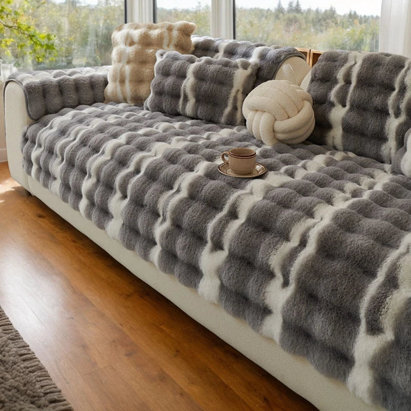 Protège Canapé Lapin Doux™ – Fausse Fourrure Épaisse Ultra Cocooning