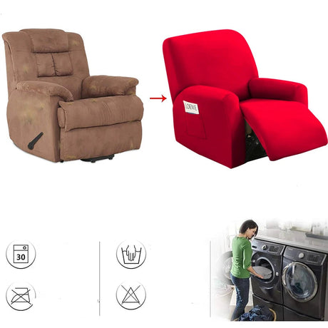 Housse de Fauteuil Relax Inclinable Couleur Unie Waterproof