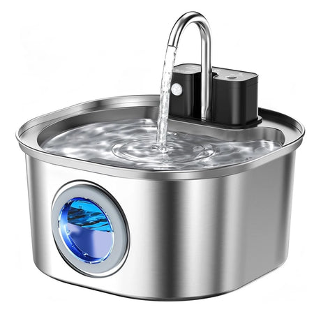 Fontaine à Eau pour Chat Sans Fil 3,2L en Inox – Rechargeable & Ultra Silencieuse