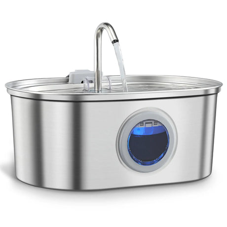 Fontaine à Eau Automatique pour Chat & Chien 3,2 L en Acier Inoxydable | Ultra Silencieuse avec Filtration