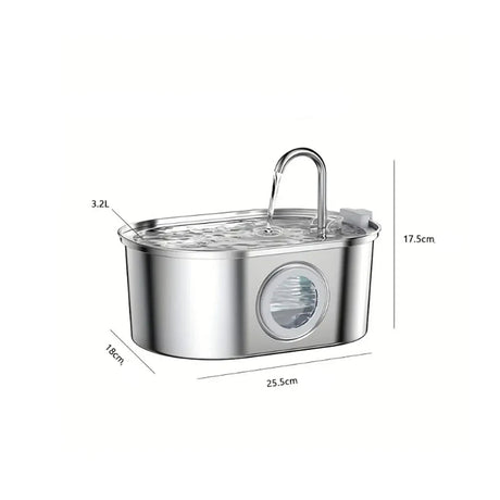 Fontaine à Eau Automatique pour Chat & Chien 3,2 L en Acier Inoxydable | Ultra Silencieuse avec Filtration