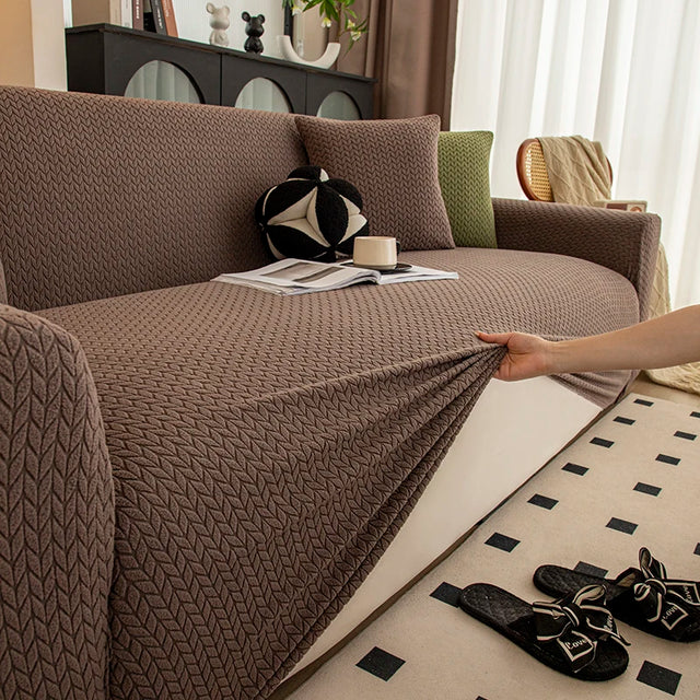 Housse de Canapé Jacquard Design marron