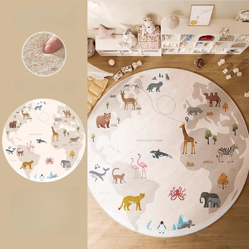 Tapis Rond Cartoon Animaux