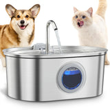 Fontaine à Eau Automatique pour Chat & Chien 3,2 L en Acier Inoxydable | Ultra Silencieuse avec Filtration