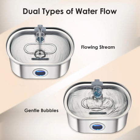 Fontaine à Eau Automatique pour Chat & Chien 3,2 L en Acier Inoxydable | Ultra Silencieuse avec Filtration