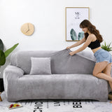 Velours Gris - Housse De Canapé Extensible 