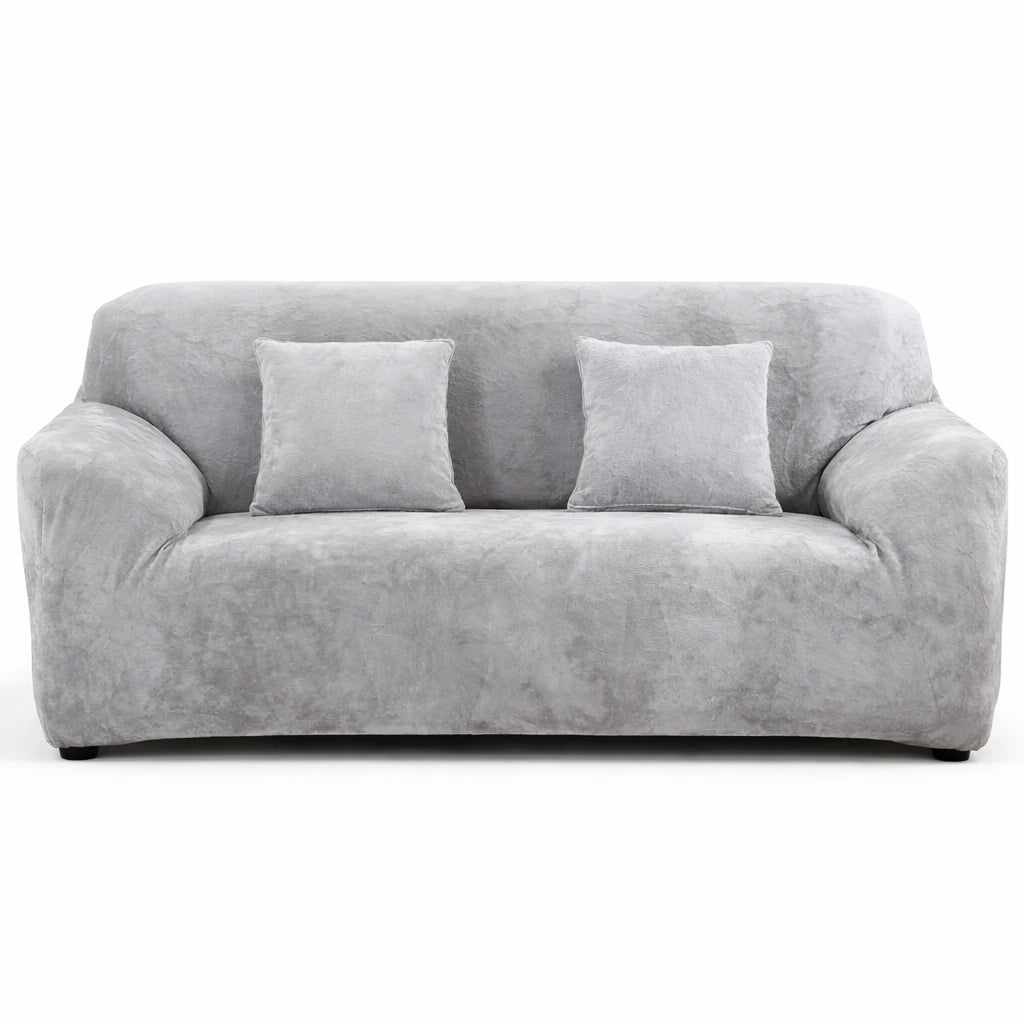 Velours Gris - Housse de Canapé Extensible