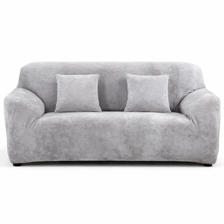 Velours Gris - Housse de Canapé Extensible