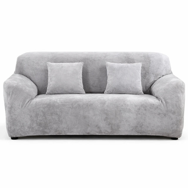 Velours Gris - Housse de Canapé Extensible