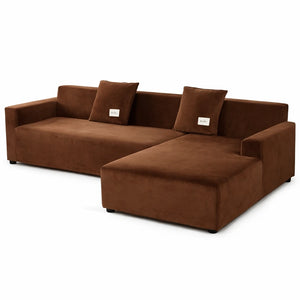 Housse de Canapé d’Angle Velours Marron