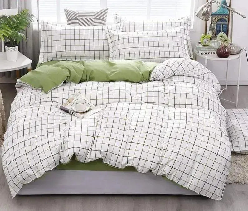 housse-de-couette-de-lit-blanc-treillis-polyester-coton – La Maison de la Housse
