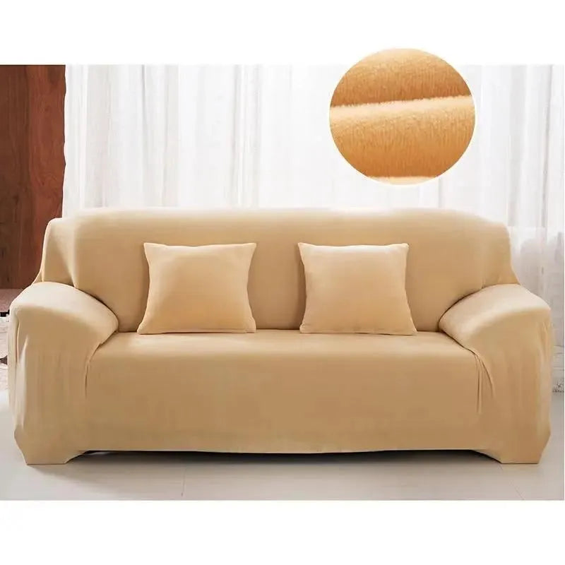 housse-en-velours-beige-pour-canape-extensible-ajustable – La Maison de la Housse