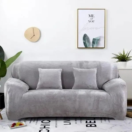 housse-en-velours-gris-pour-canape-extensible-ajustable – La Maison de la Housse